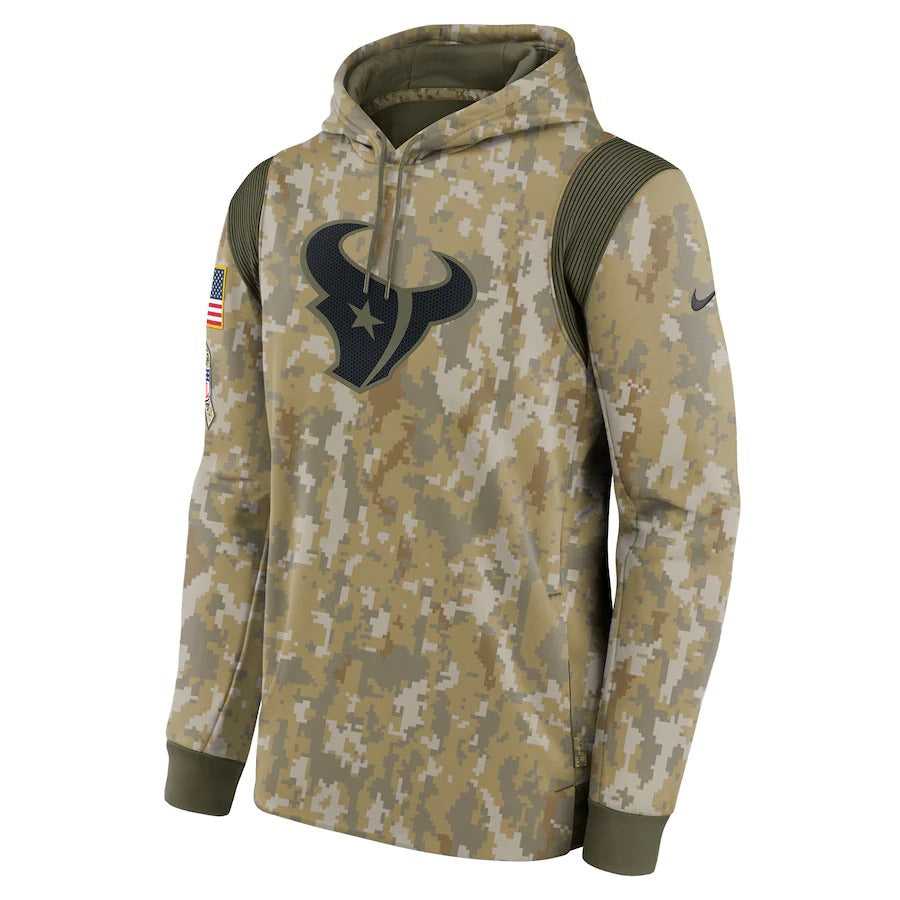 Men's Houston Texans Nike Camo 2021 Salute To Service Therma Performance Pullover Hoodie